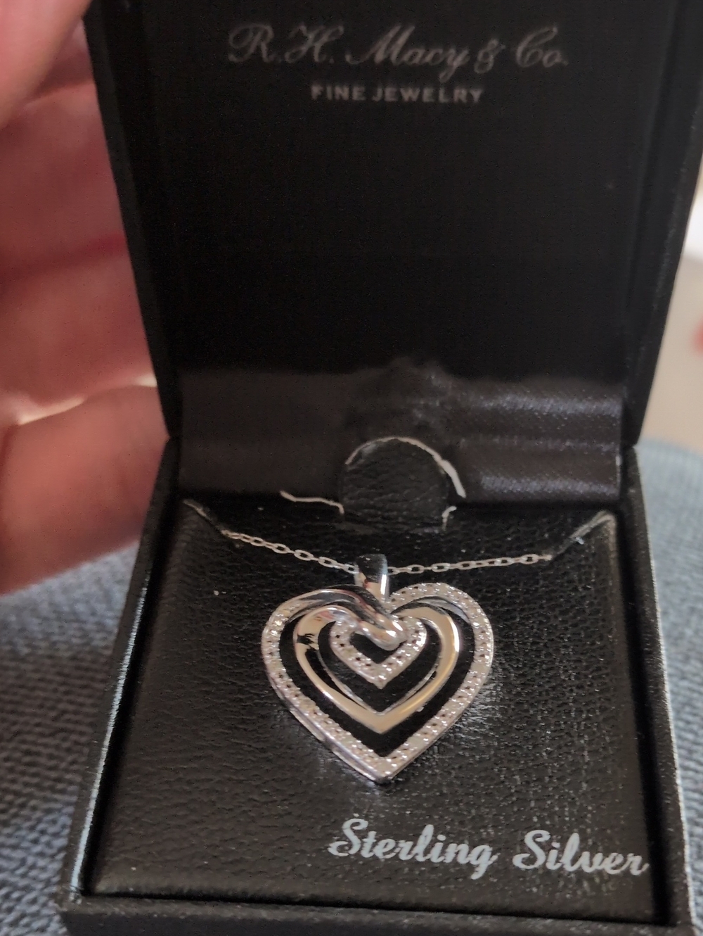 Macy's Sterling Silver Layered Heart Pendant Necklace - Silver